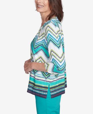 Petite Nantucket Pleated Neckline Chevron Top