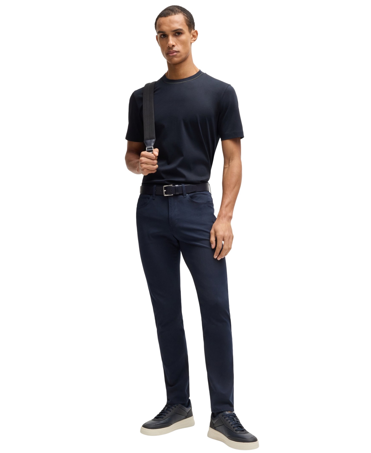Hugo Boss Boss By  Men's Collar Stripe Slim-fit T-shirt In Blue