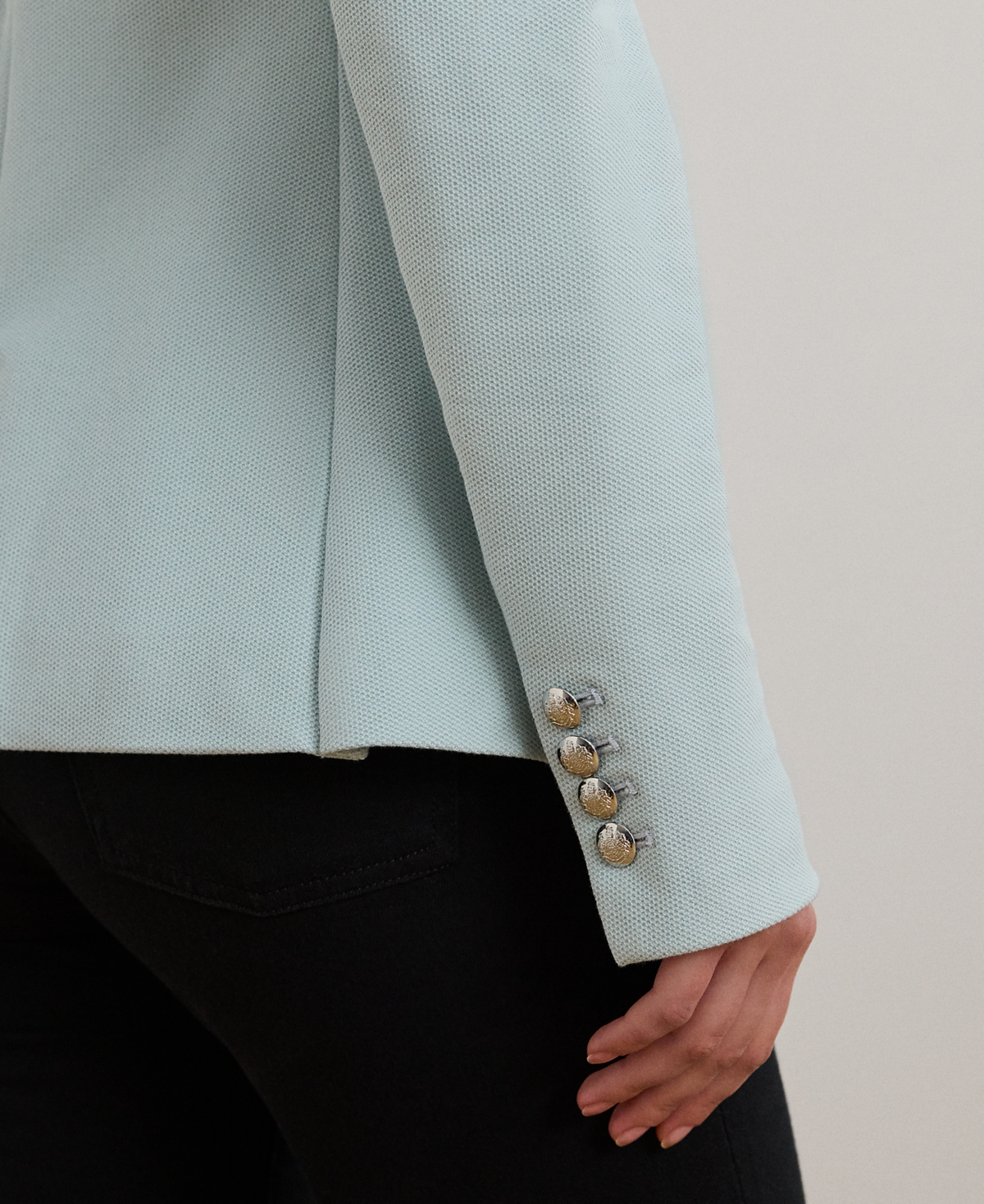 Shop Ralph Lauren Petite Bullion Jacquard Blazer In Aqua Pearl