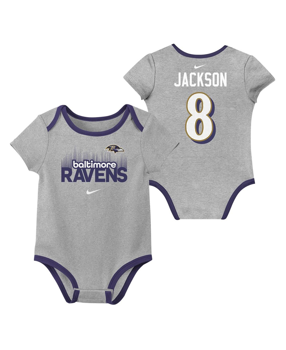 Nike Baby Boys And Girls Lamar Jackson Baltimore Ravens Name Number 3-pack Bodysuit Set In Purple