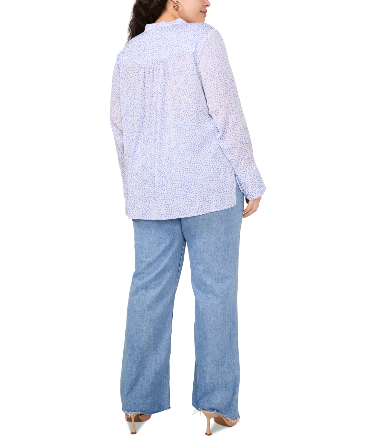 VINCE CAMUTO PLUS SIZE SPLIT-NECK LONG-SLEEVE BLOUSE 