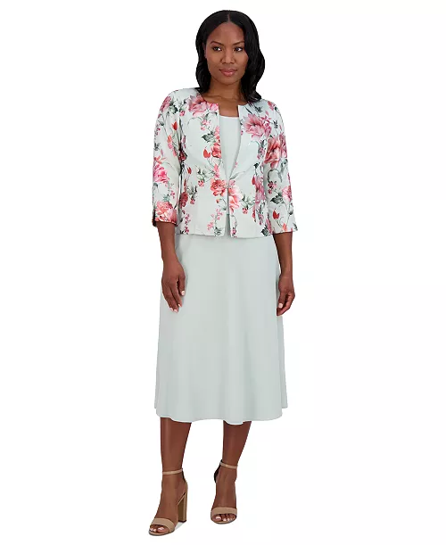 women's 2-pc. floral-print jacket & dress set