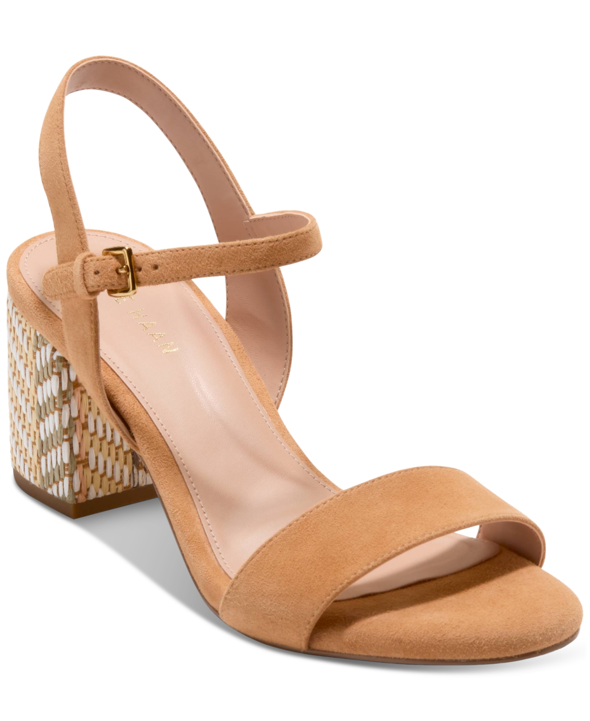 Cole Haan Women's Josie Block-heel Sandals In Striped Raffia,biscuit Leather