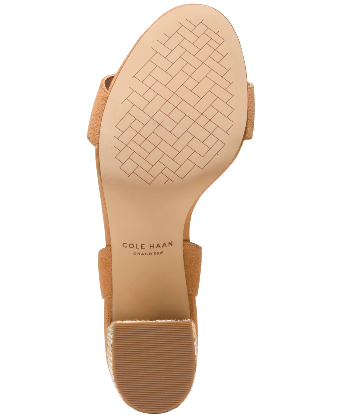 Cole Haan Women's Josie Block-heel Sandals In Striped Raffia,biscuit Leather
