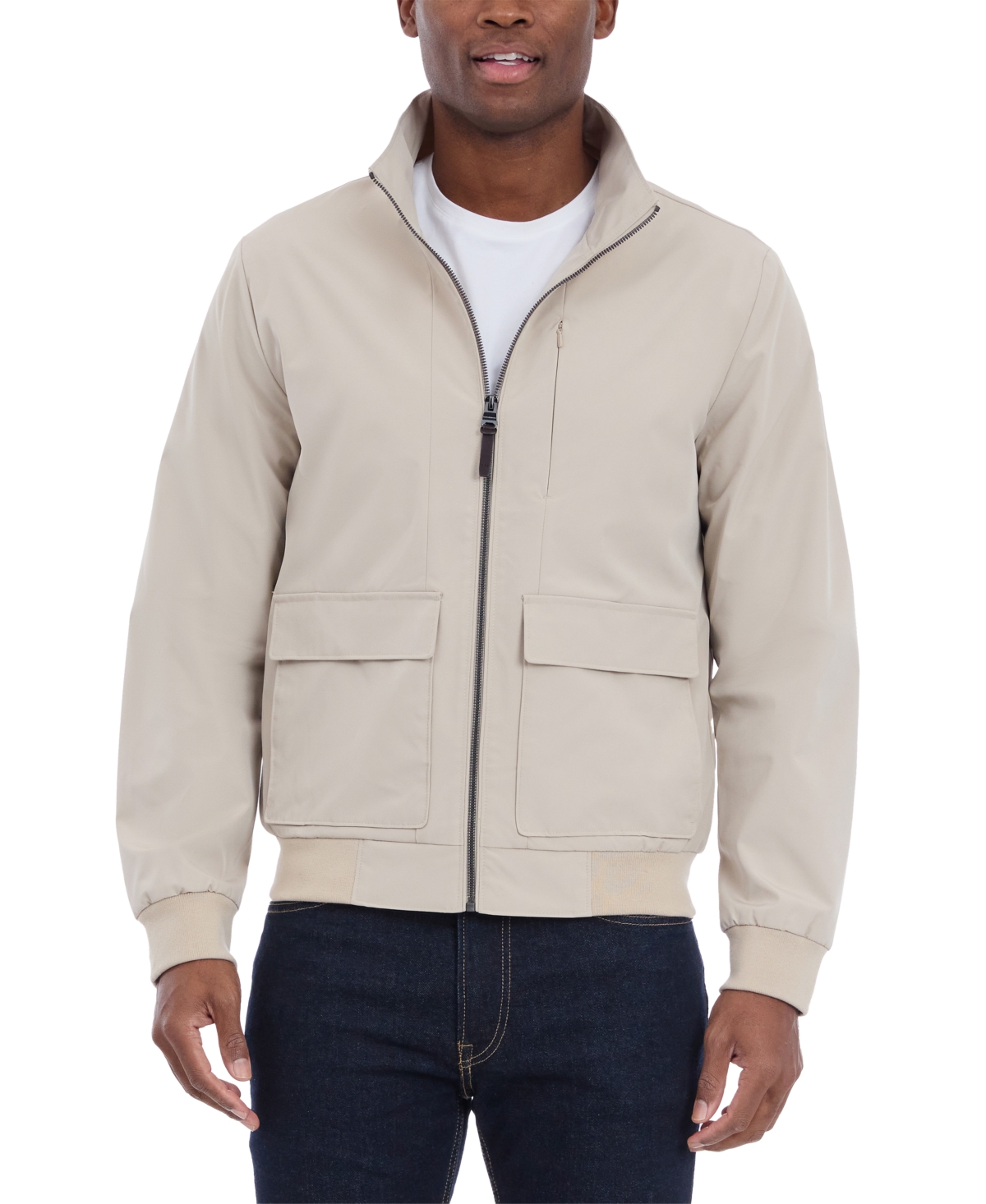Michael Kors Men's Solid-color Stand-collar Hipster Jacket In Dune