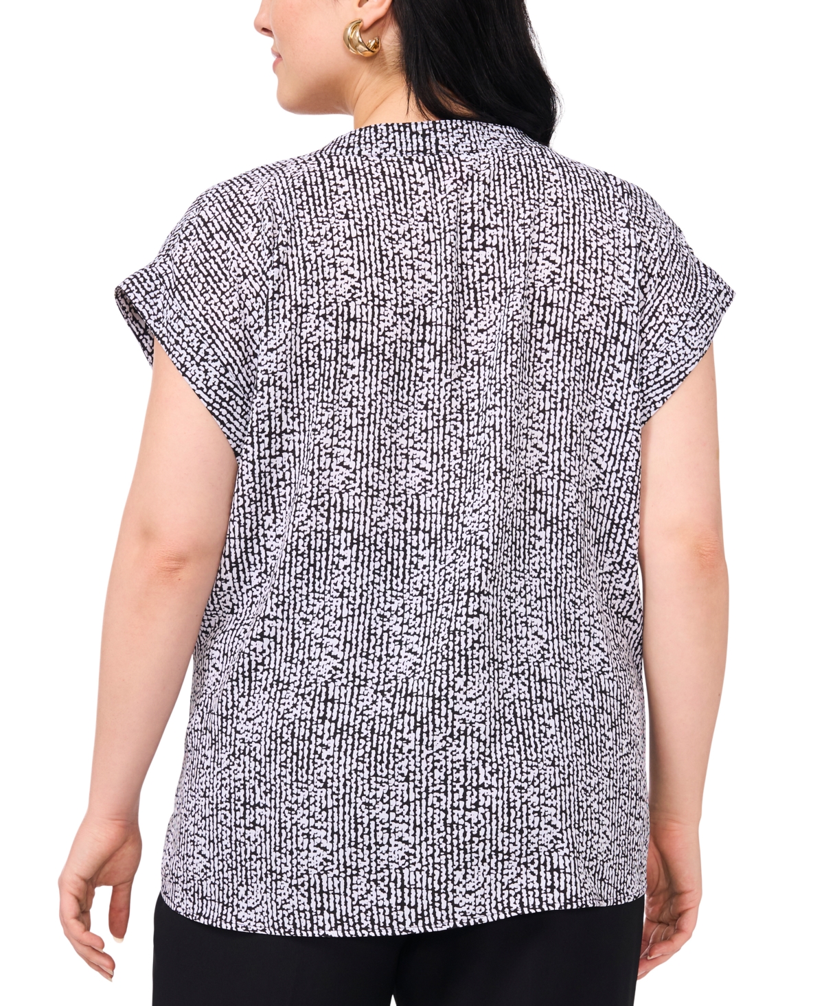 VINCE CAMUTO PLUS SIZE SPLIT-NECK CAP-SLEEVE TOP 