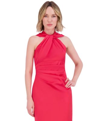 Women's Twisted Halter Sleeveless Satin Gown