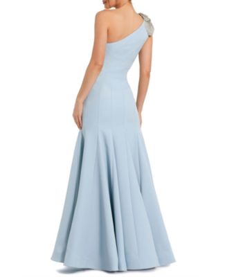 Women's Crepe One Shoulder Gown With Flower