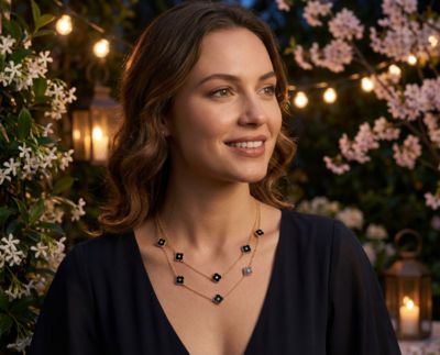 Fashion Enamel Flower Strand Necklace Plated Crystal Accents