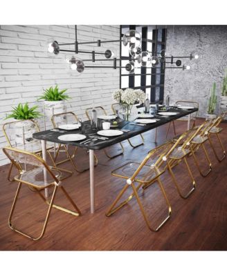Lawrence Acrylic Folding Chair With Gold Metal Frame