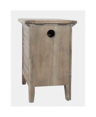 Rustic Shores Distressed Acacia USB Charging Chairside End Table