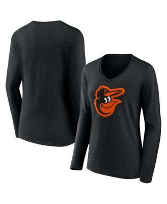 Fanatics - Women's Black Baltimore Orioles Logo V-Neck Long Sleeve T-Shirt