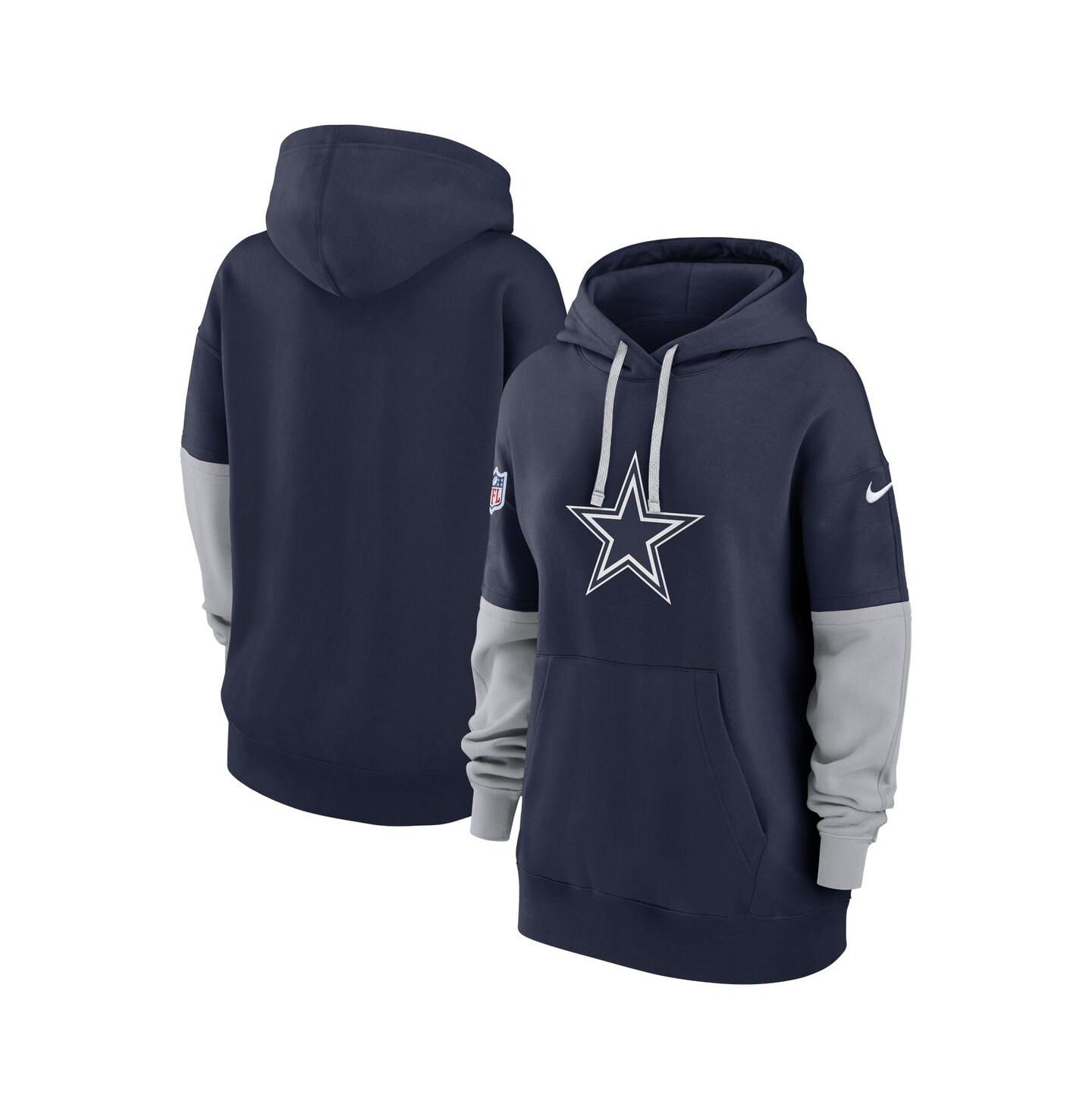 Женское худи Nike Navy Dallas Cowboys 2024 Sideline Essential Fleece Pullover — фото 1