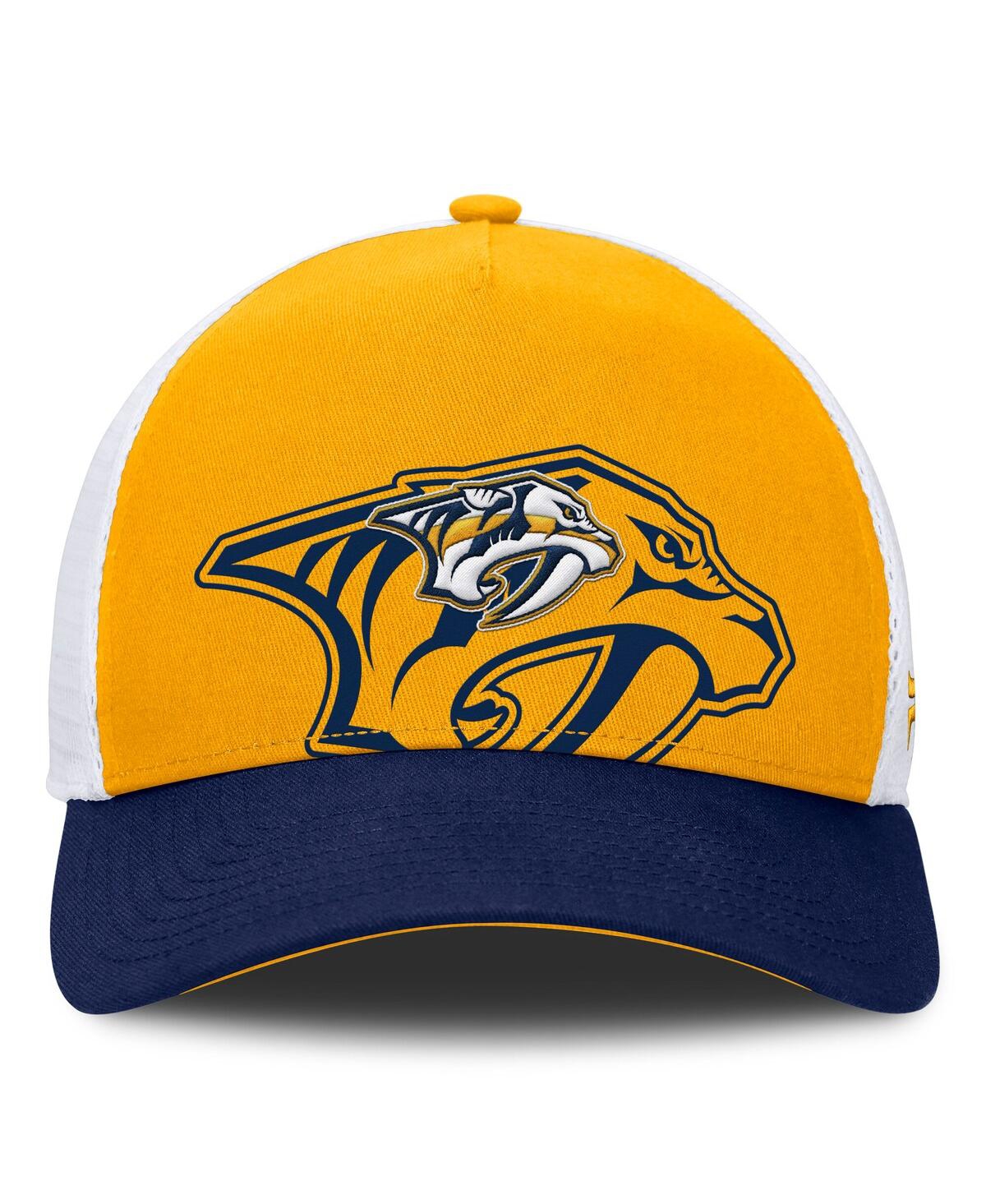 Fanatics Men's Gold/navy Nashville Predators Authentic Pro A-frame Rink Adjustable Hat In Gold,navy