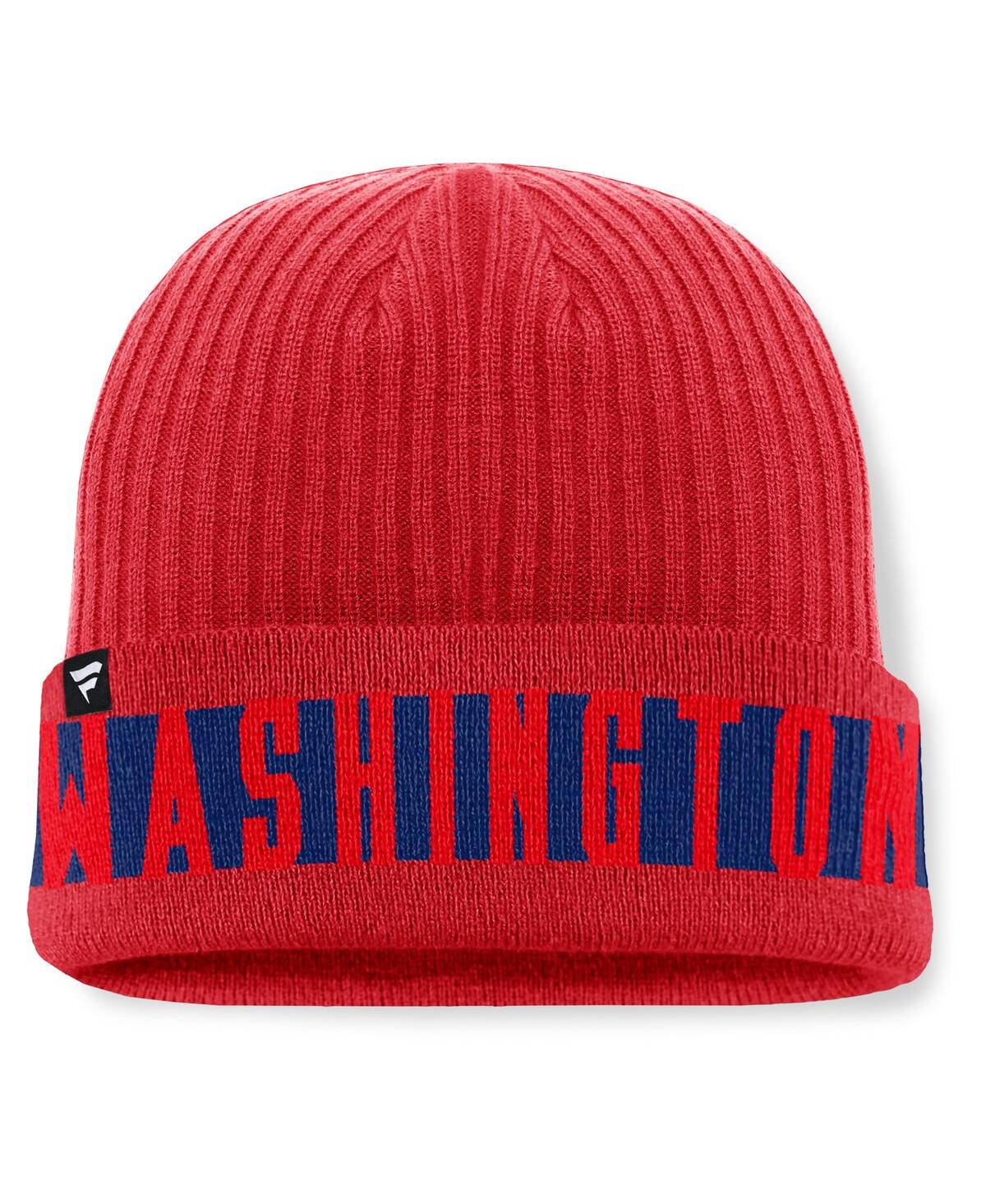 Fanatics Men's Red Washington Capitals Blueliner Cuffed Knit Hat In Red