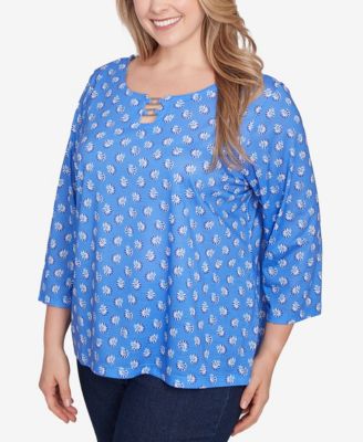 Plus Size Making Waves Printed Square Ring Front Top