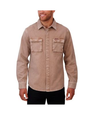 Men's Brown Washington Commanders Garment Dyed Long Sleeve Full Snap Shirt