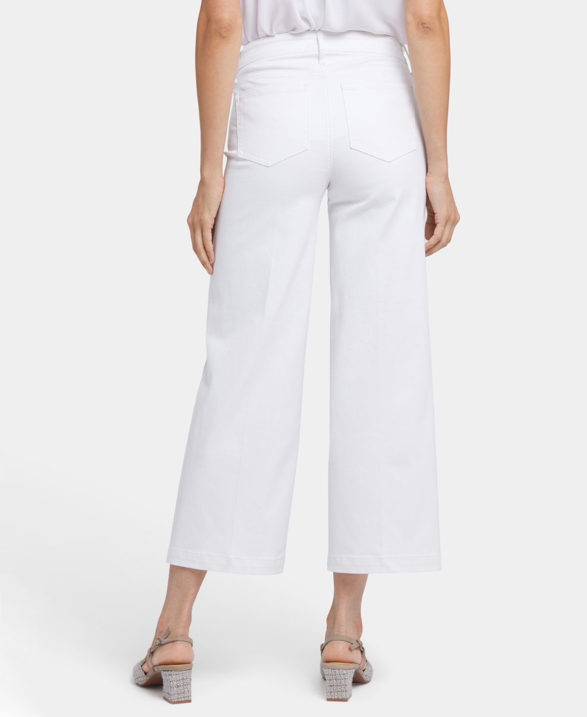 Nydj Womens Mid-rise Cropped Wide Leg Jeans In Optic White