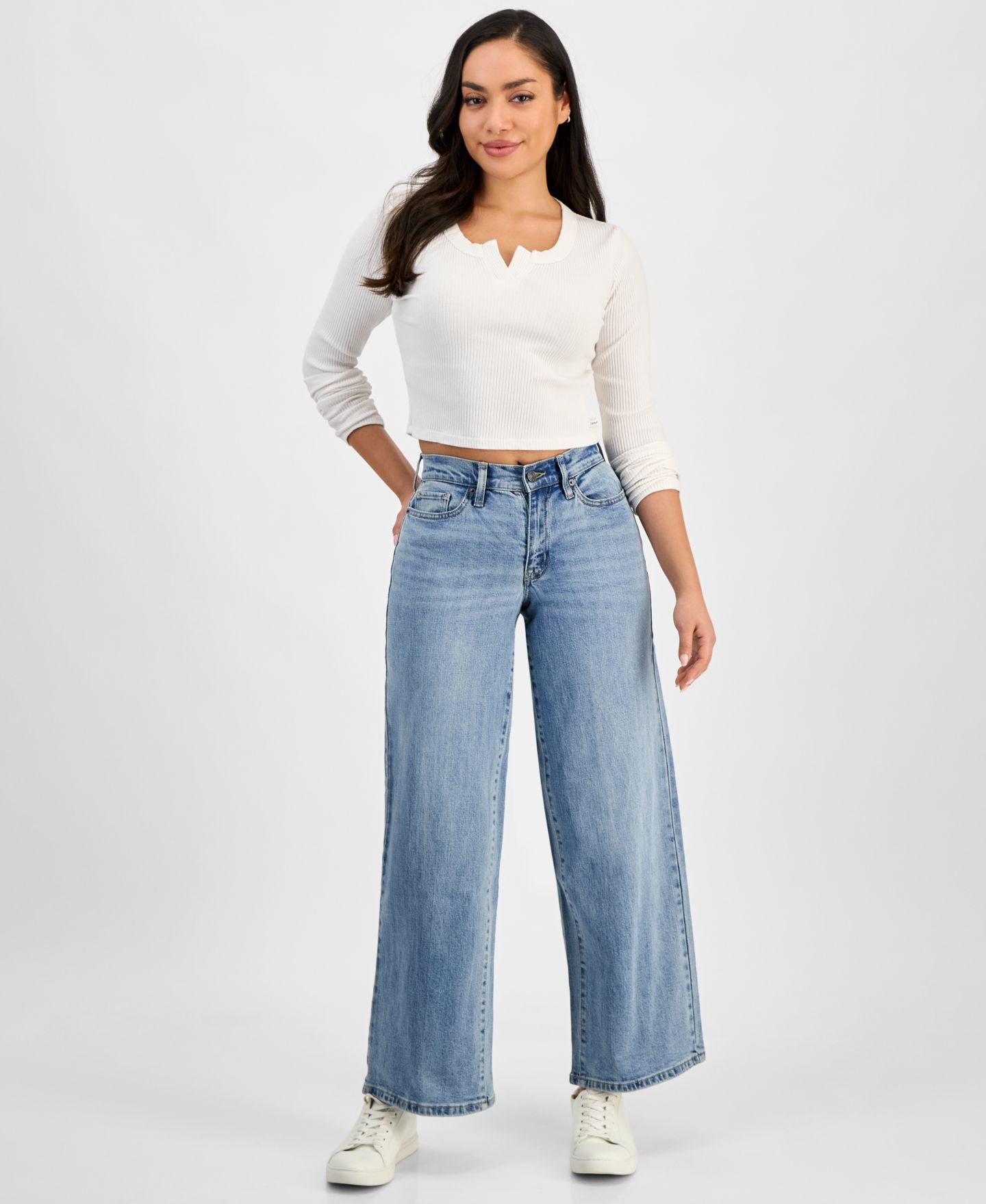 Женские джинсы DKNY Jeans Petite Claremont Modern High-Rise Wide-Leg, цвет: Bryant — фото 1