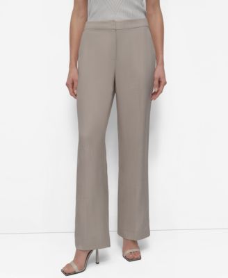 DKNY - Women's Basketweave Mid-Rise Wide-Leg Pants