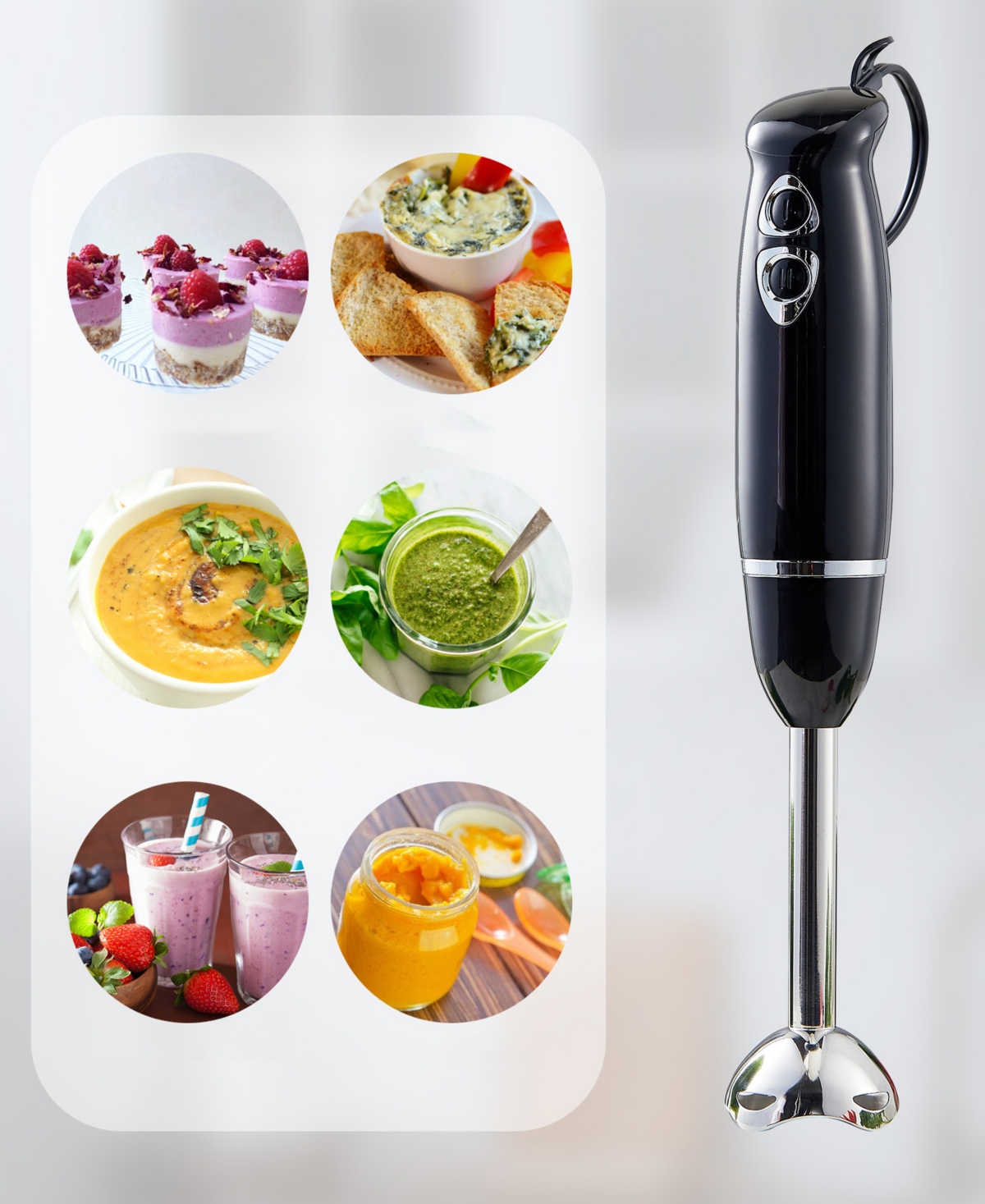 Elite Cuisine 2-speed 500 Watts Hand Blender Ehb1515 In Black,stainless Steel
