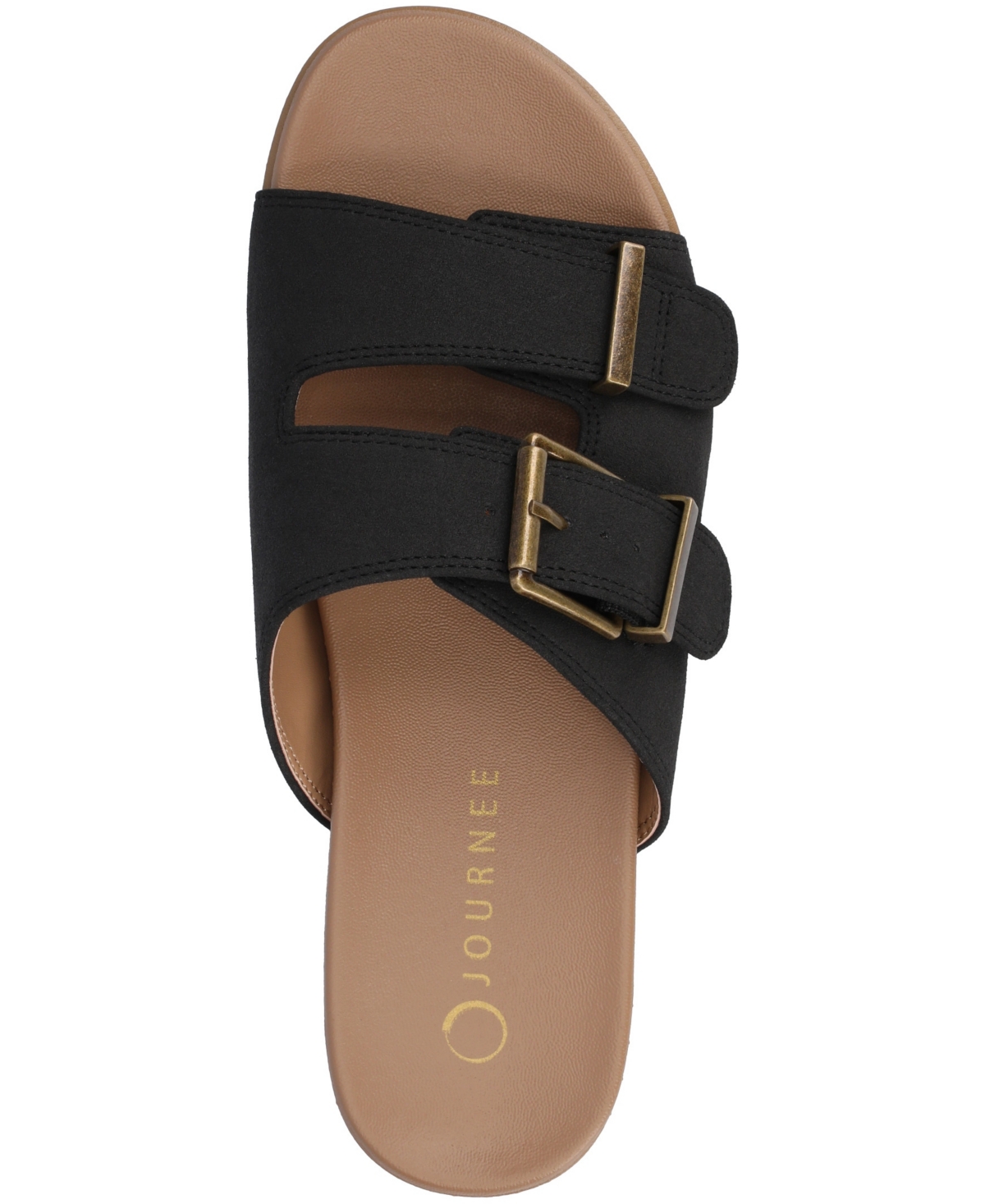 Shop Journee Collection Women's Cosette Double Strap Flat Sandals In Black