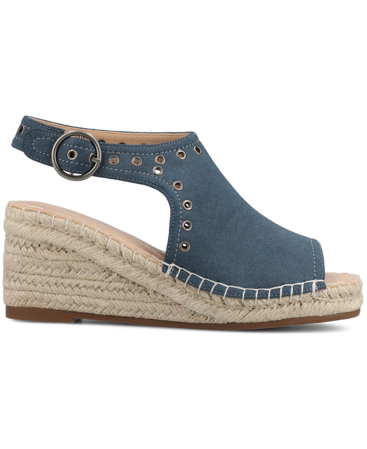 Journee Collection Women's Crisie Peep Toe Espadrille Wedge Sandals In Navy