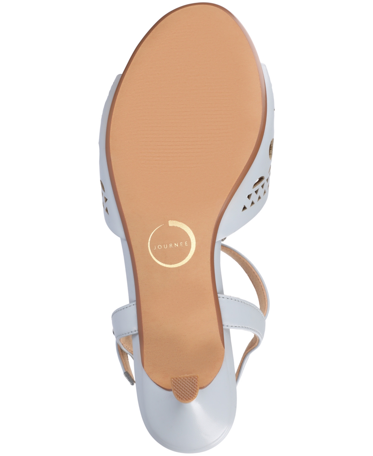 Shop Journee Collection Women's Jessly Perforated Kitten Heel Dress Sandals In Light Blue