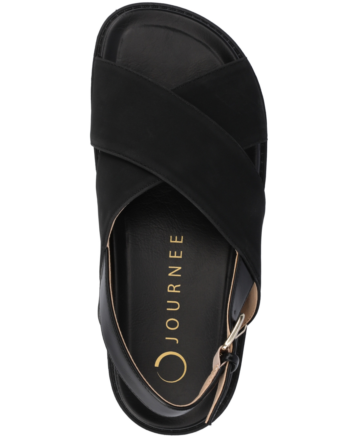 Journee Collection Women's Marinna Round Toe Flat Sandals In Black