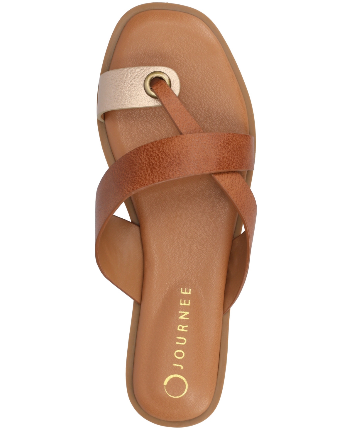 Journee Collection Prizzie Flat Slide Sandal In Champagne