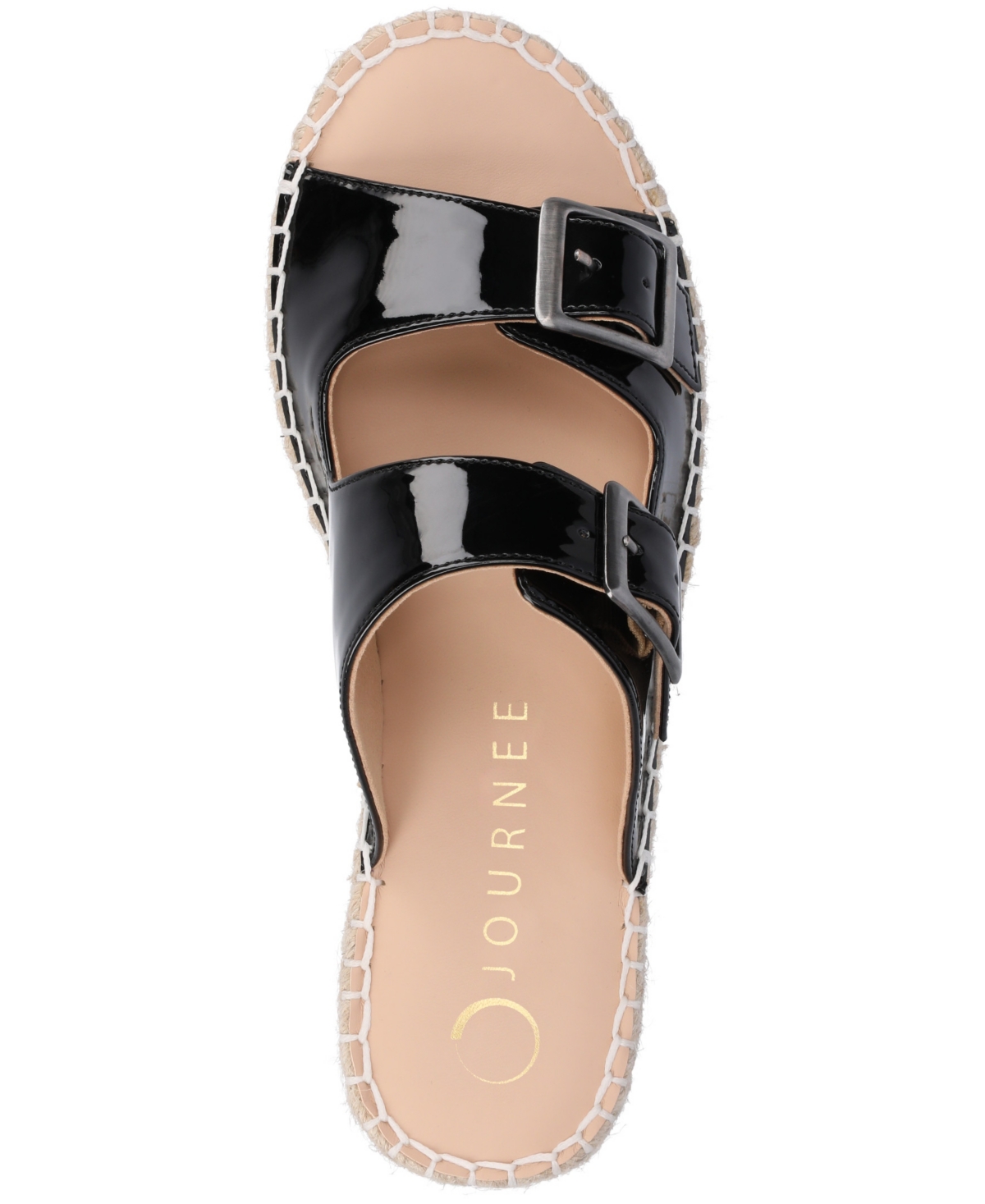 Journee Collection Women's Tresah Double Strap Espadrille Sandals In Black Patent