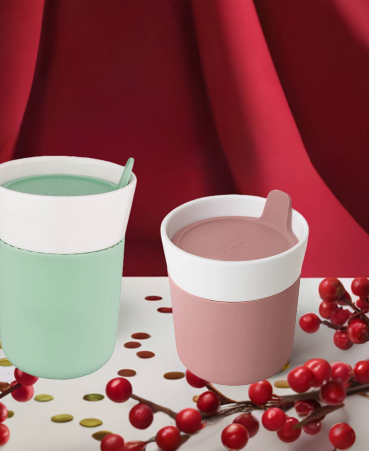 Berghoff Leo 2-piece Porcelain Travel Mug Set In Multicolor