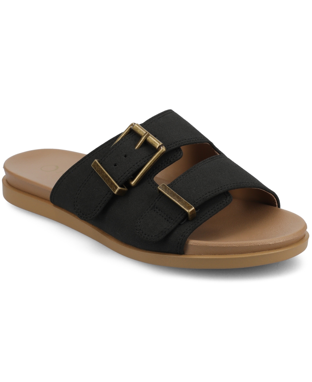 Shop Journee Collection Women's Cosette Double Strap Flat Sandals In Black