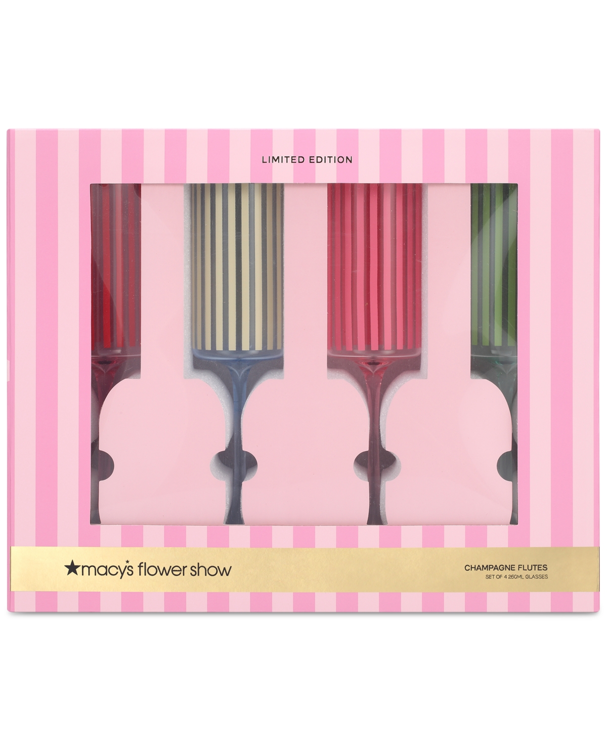 MACY'S FLOWER SHOW 4-PC. STRIPED CHAMPAGNE FLUTES, EXCLUSIVELY AT MACY'S 