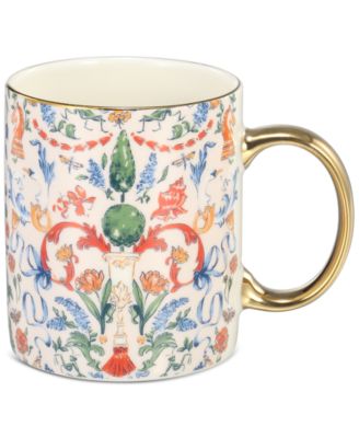 Macy's - Flower Show Ceramic Gold-Trim Coffee Mug