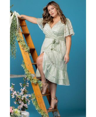Plus Size Palermo Lace Faux Wrap Cocktail Dress