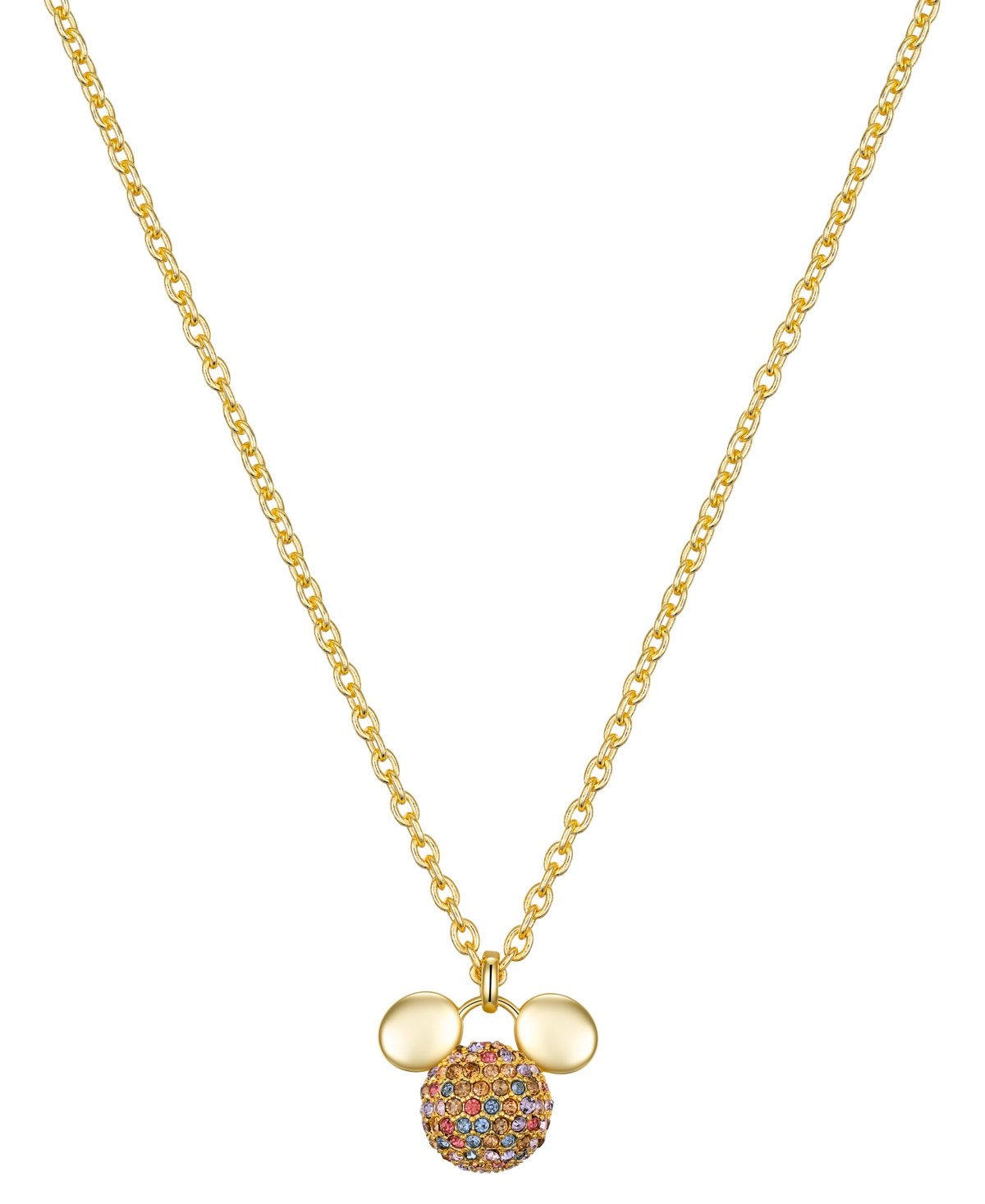 Disney Multi Color Crystal Mickey Mouse Fireball Pendant Necklace
