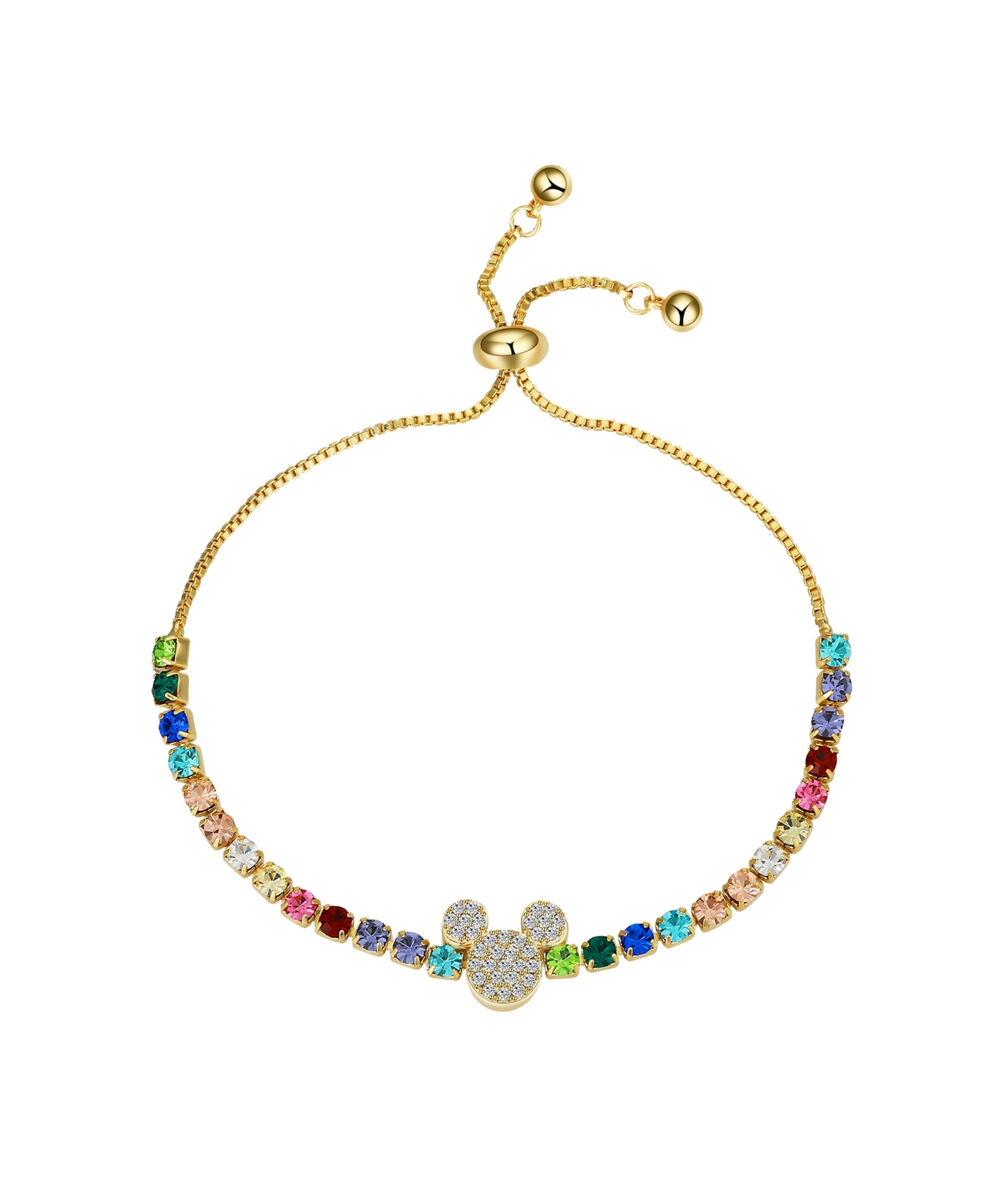 Disney Multi-color Crystal And Cubic Zirconia Mickey Mouse Bracelet In Gold