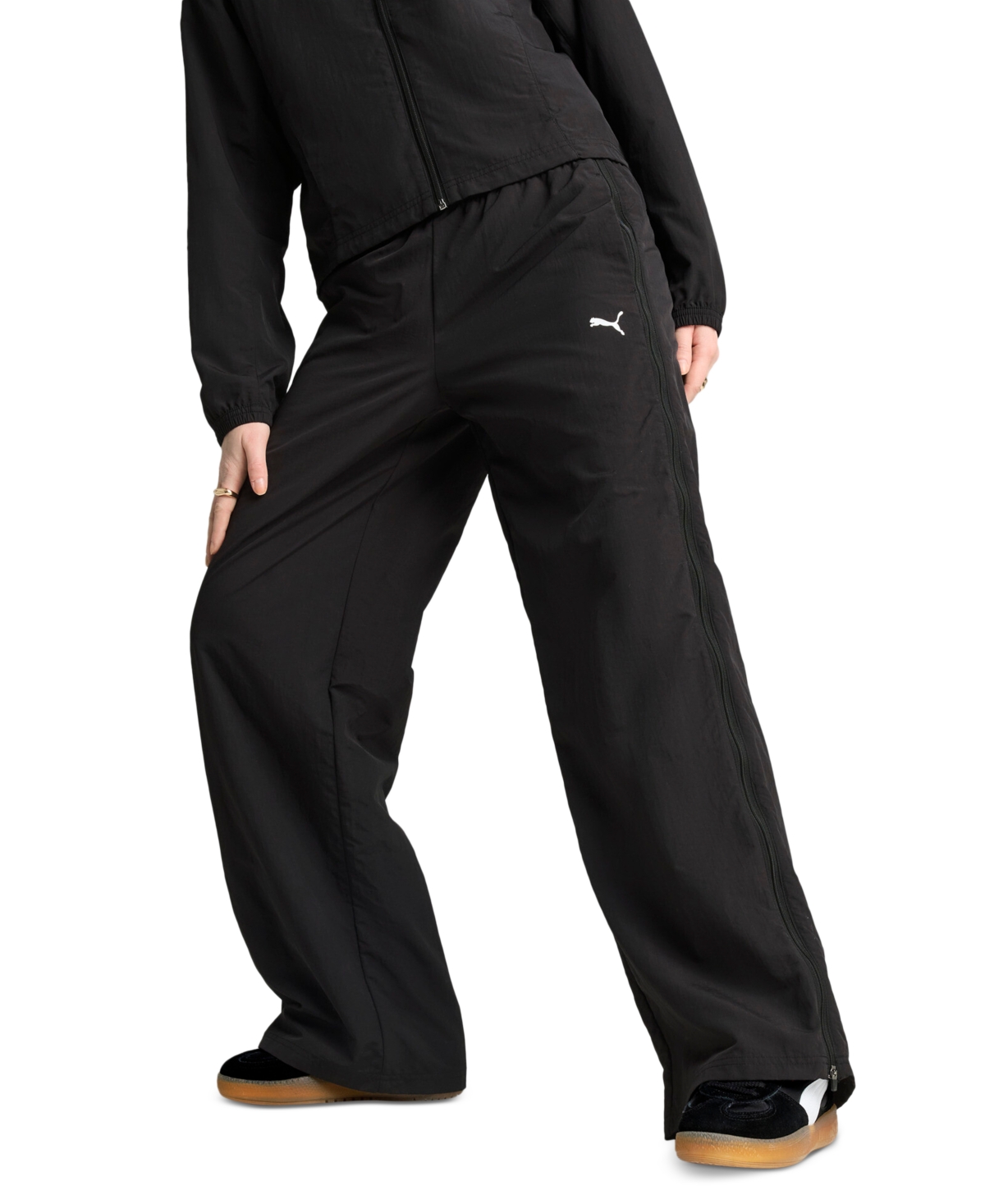 Puma Women's Dare To Relaxed Woven Zip-gusset Pants In  Black