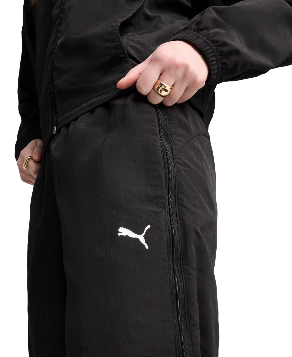 Puma Women's Dare To Relaxed Woven Zip-gusset Pants In  Black