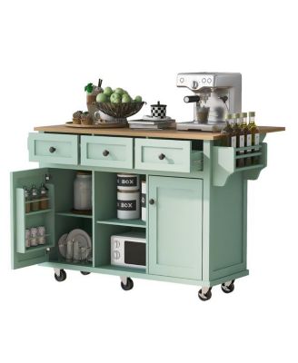 Kitchen Cart with Drop-Leaf Countertop and Storage for Small Spaces