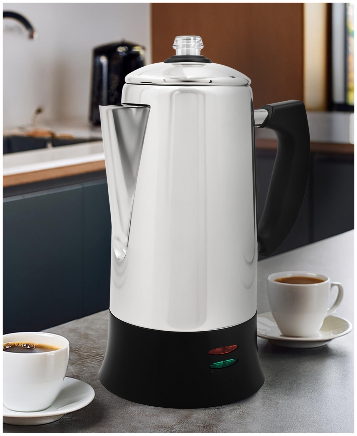 Elite Cuisine 12-cup Electric Coffee Percolator In Stainless Steel