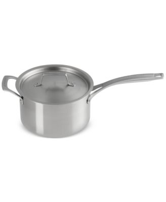 Essential Stainless Steel Round Saucepan with Lid, 4 Qt.
