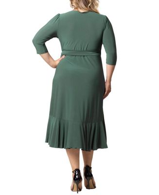 Plus Size Whimsy Ruffled Midi Wrap Dress