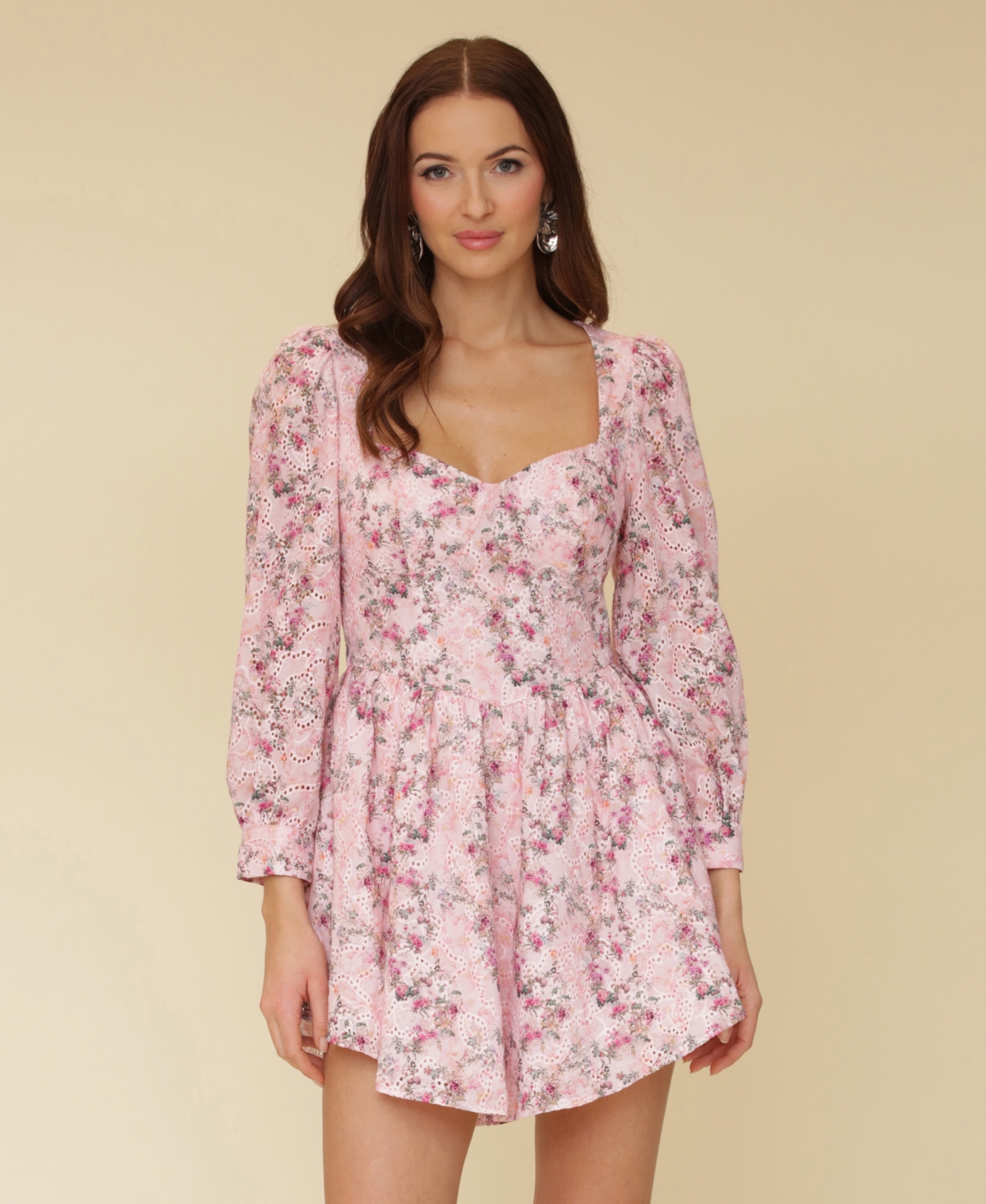 Avec Les Filles Women's Cotton Floral Puff-sleeve Mini Dress In Antoinette Floral