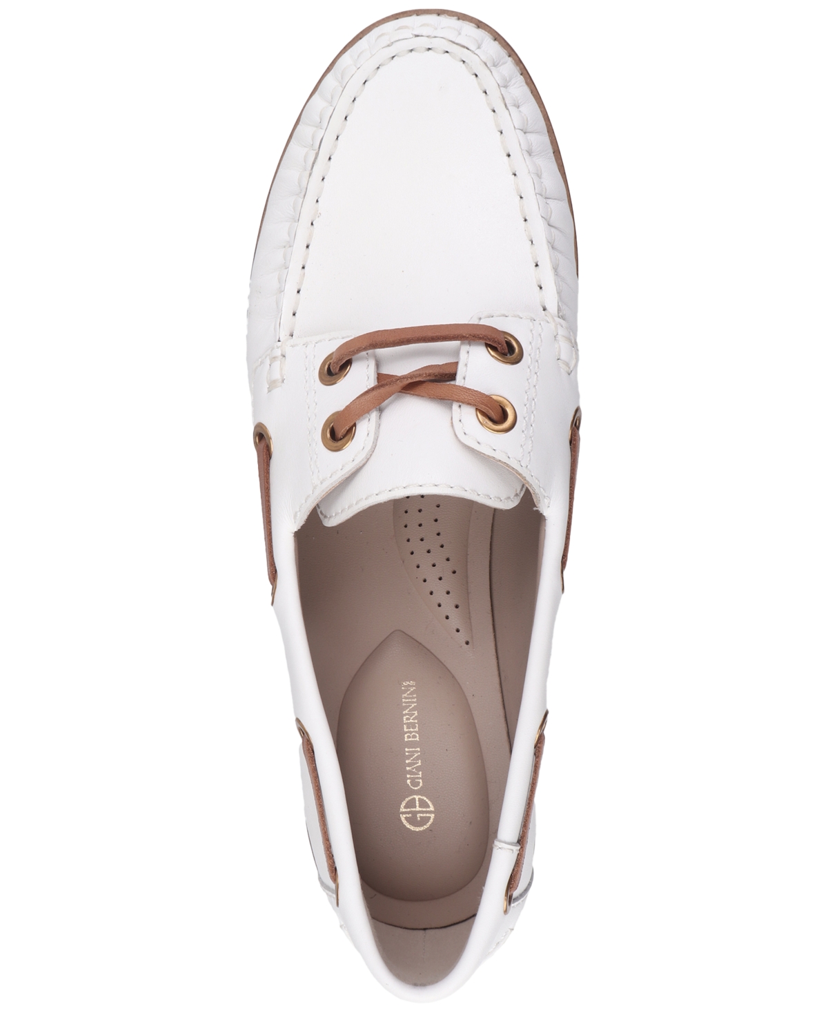 Giani Bernini Women's Lylaa Memory Foam Boat Shoe Loafers, Created For Macy's In White Leather