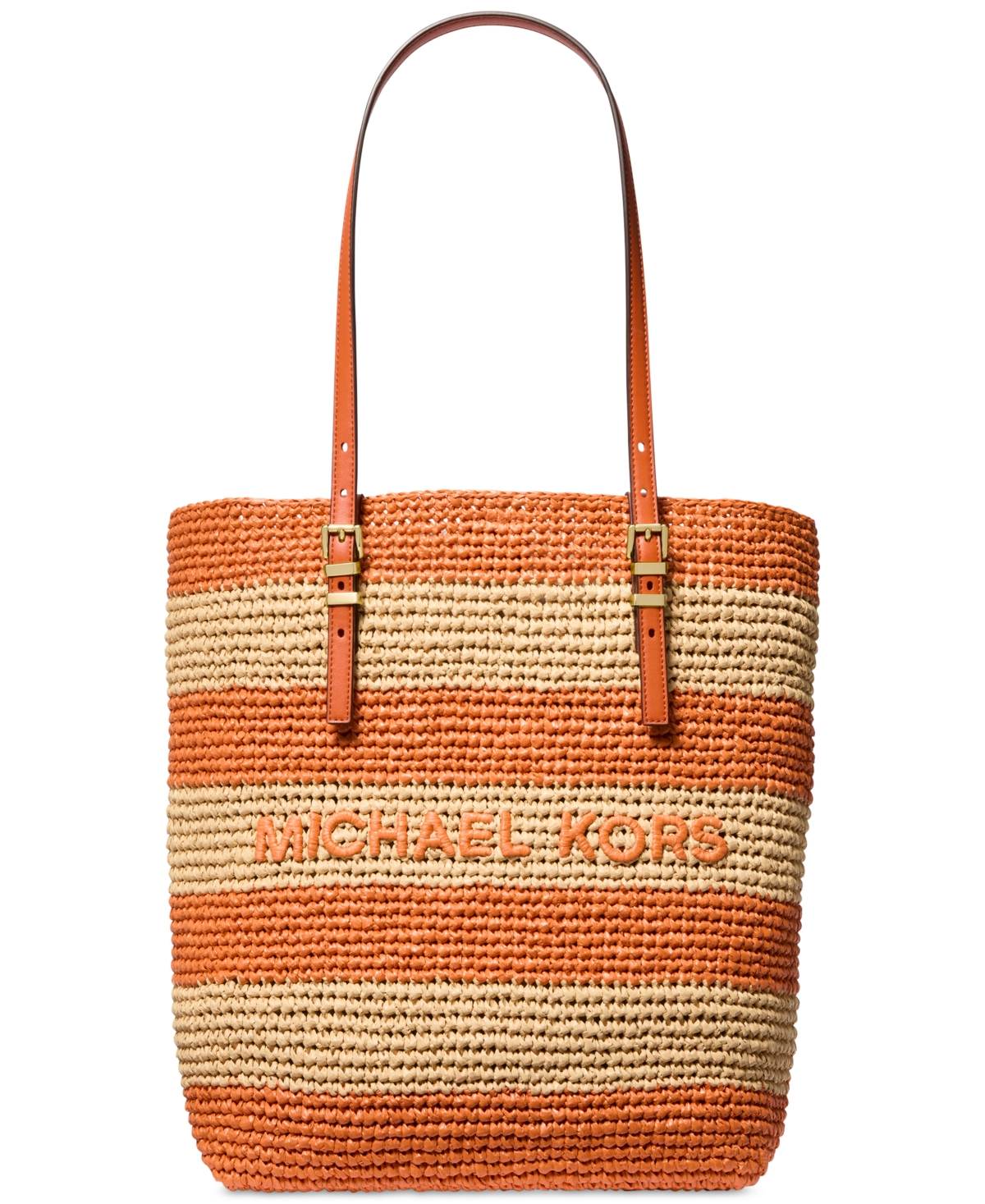 Michael Kors Quinn Large Hand-crocheted Tote Bag In Orange Punch