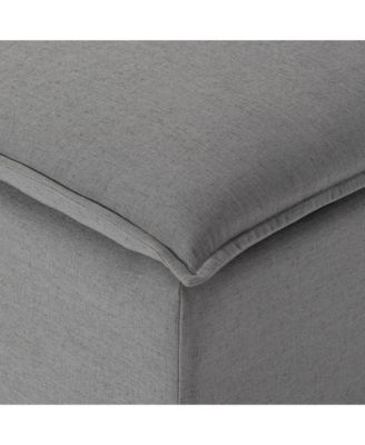 Claude Rustic Ottoman in Slate Fabric Upholstery