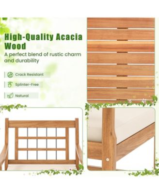 3 Piece Wood Patio Furniture Set with Seat Cushions and Acacia Wood Frame