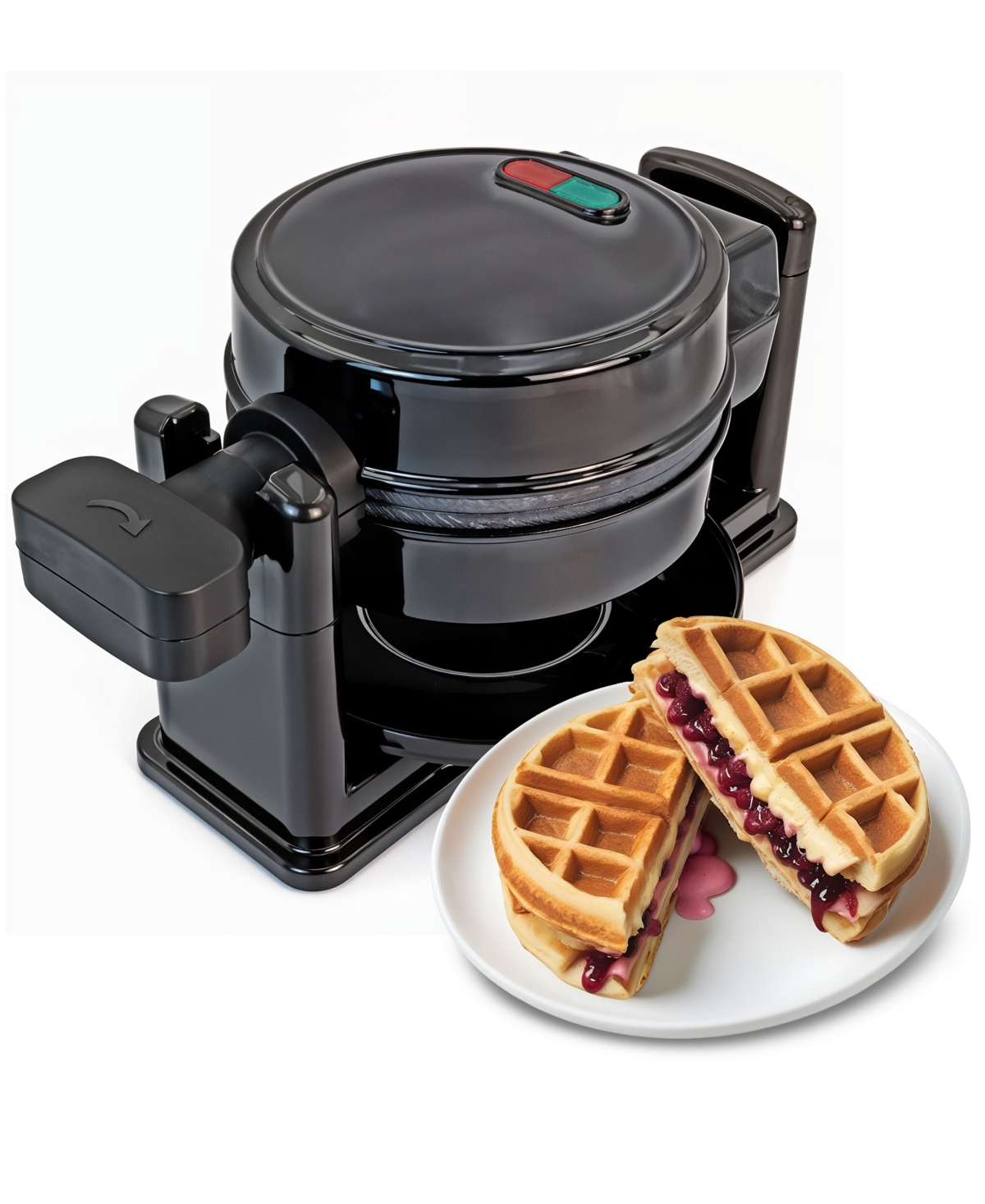Elite Cuisine Flip Belgian 1.25-inch Waffle Maker In Black